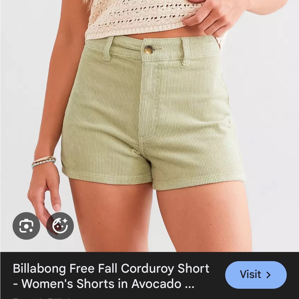 Billabong Free Fall Green Corduroy Women’s Shorts 26 - Picture 4 of 4